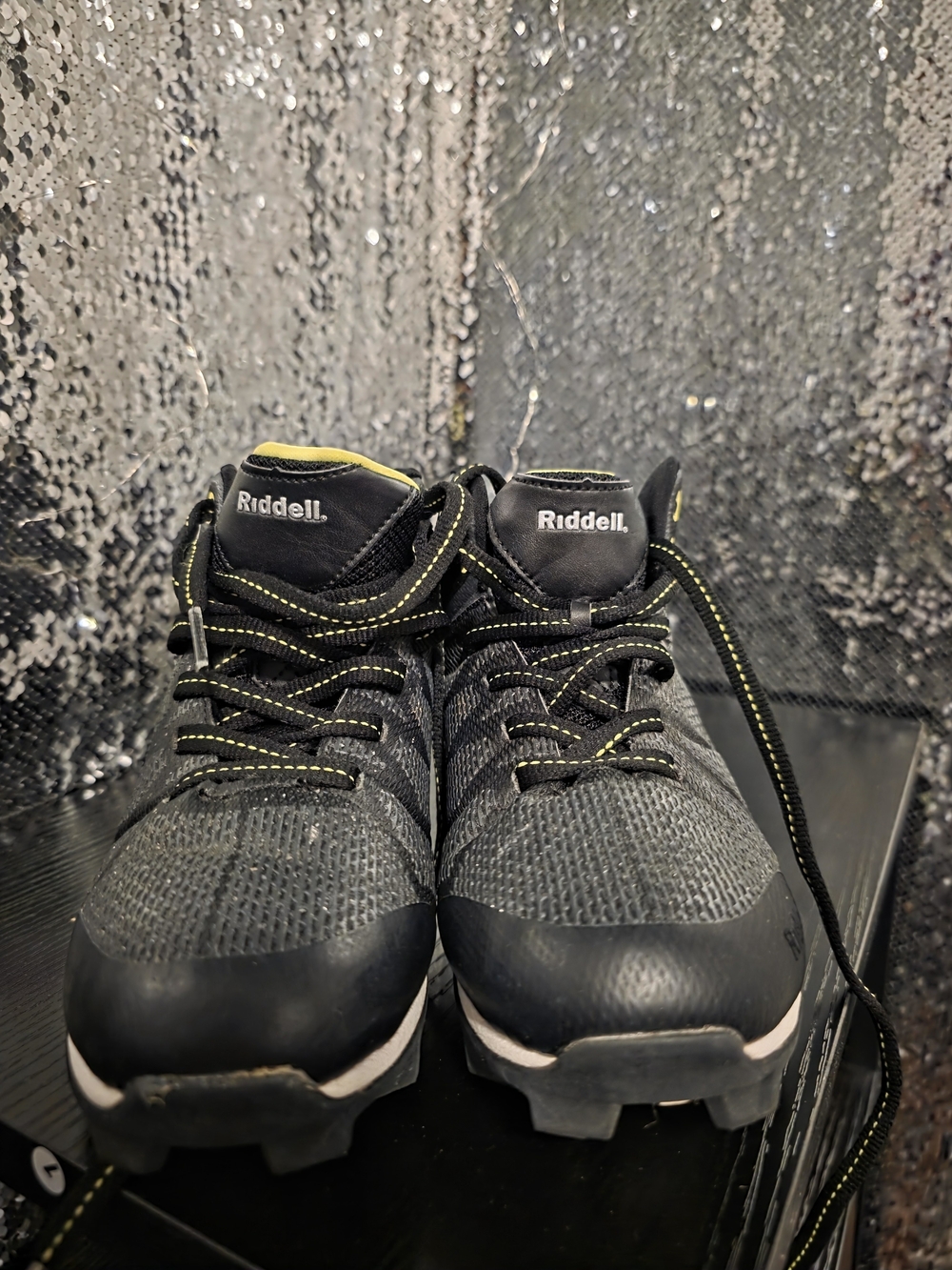 Riddell Kids Black Sneakers with Yellow Trim